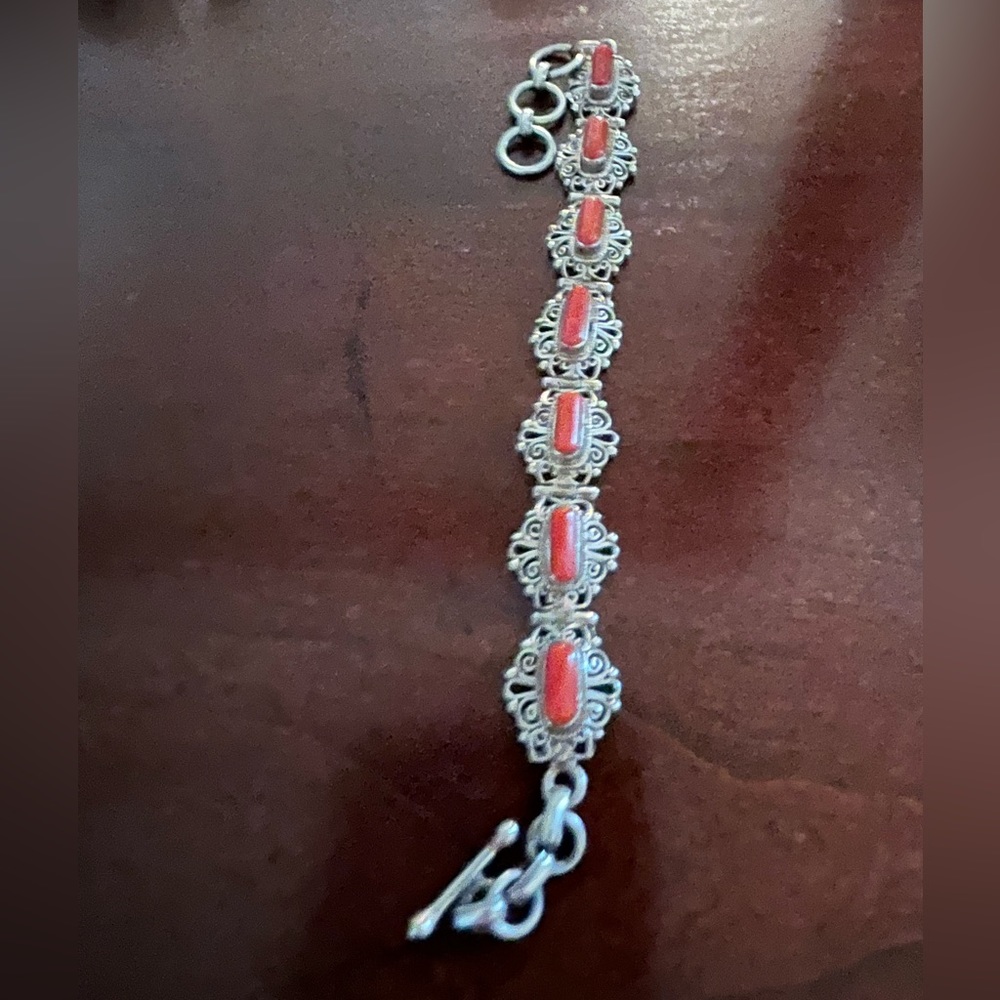 Sterling and stone  (looks like Carnelian) bracelet